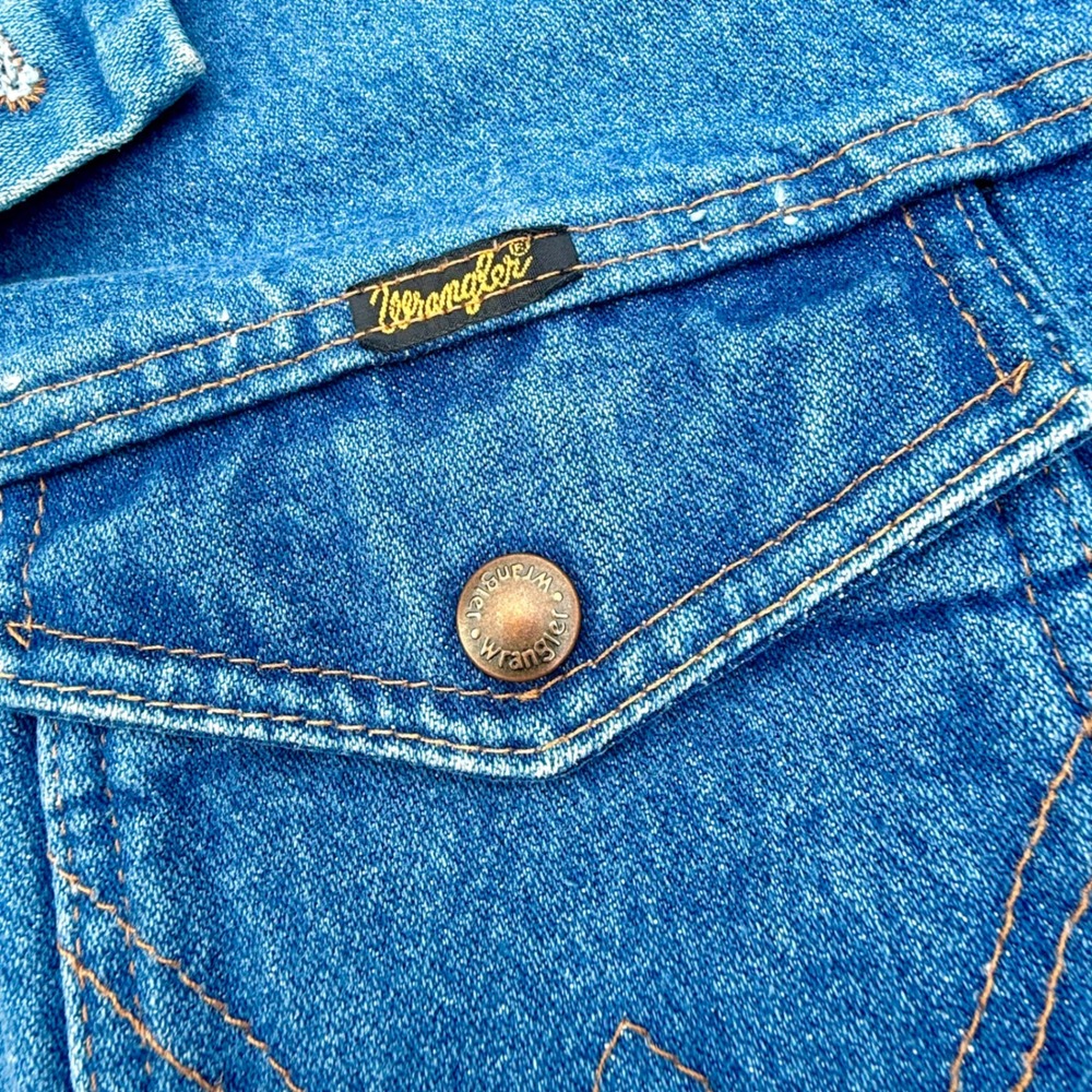 Vintage Wrangler Mens Authentic Western Denim Trucker Jacket Medium Wash Blue XL - Picture 3 of 8